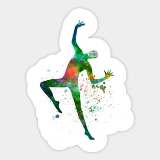 performer mime with mask dancing dancer silhouette in watercolor Sticker